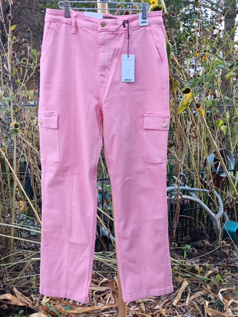 Judy Blue Pink Wide Leg Cargo Jeans